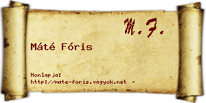 Máté Fóris névjegykártya